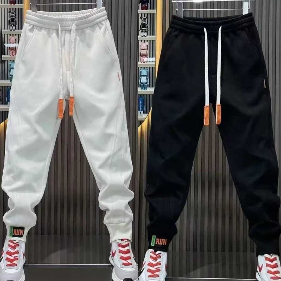 Autumn Mens orange Joggers Korean High Street Sports Trousers Cotton 9Minute Sweatpants Fashionable Mens Clothing 2024XJ250904