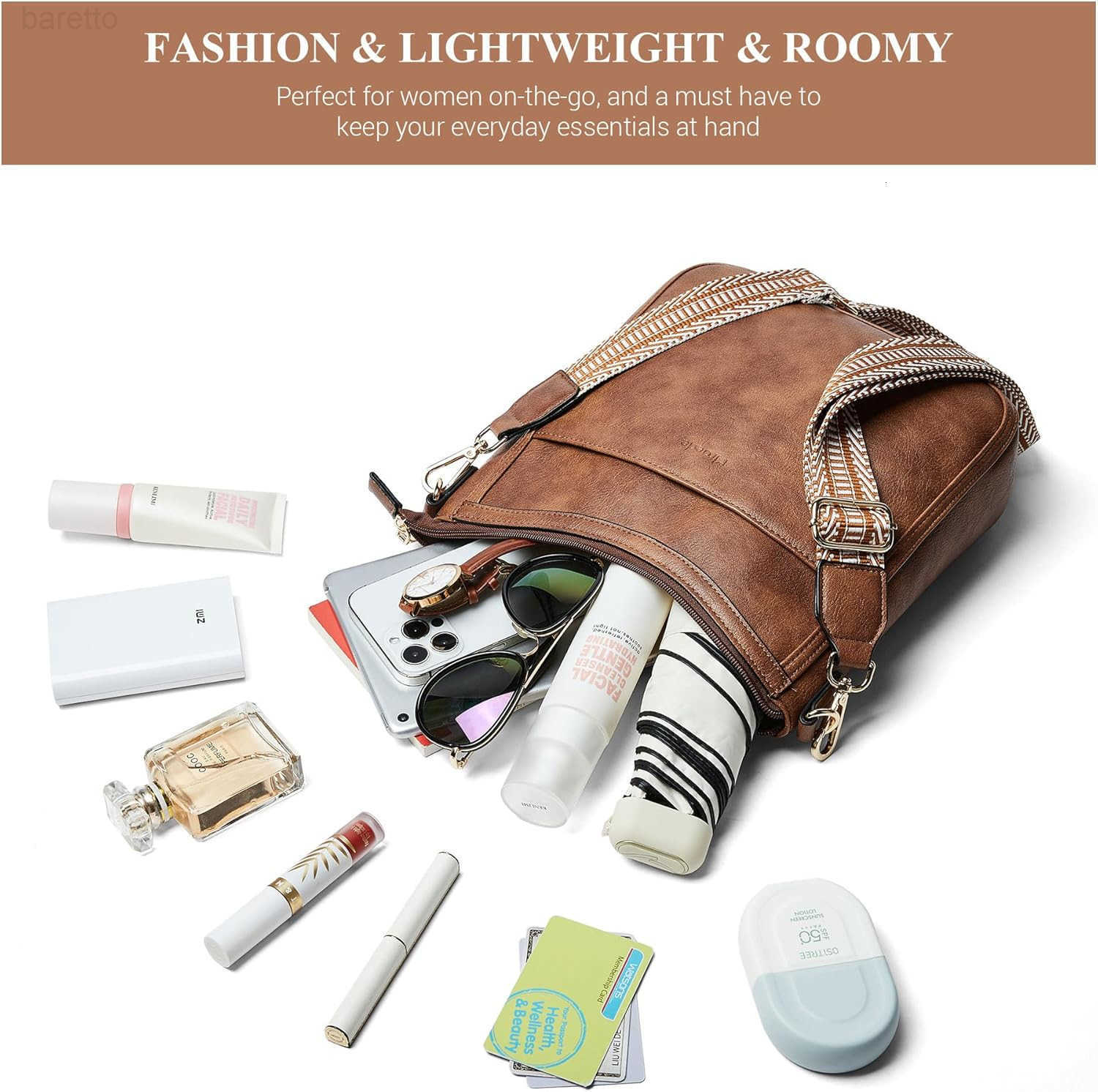 Crossbody Bags for Women Vegan Leather Hobo Purses Travel Shoulder Handbags with Detachable Wide Guitar Strap M250904