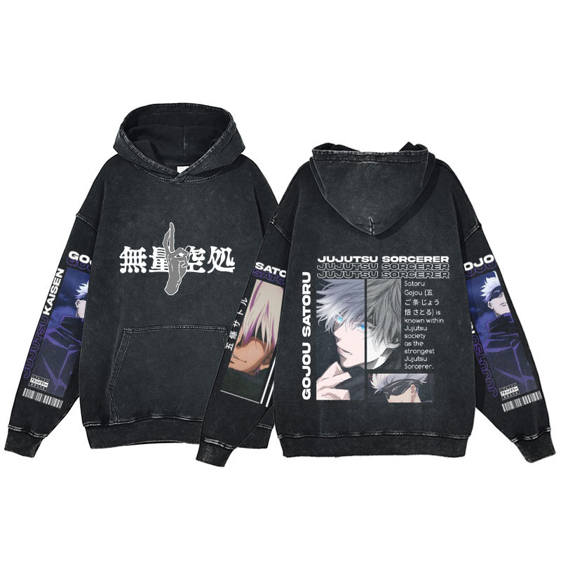 Anime Jujutsu Kaisen Fall/Winter New Arrival Hoodie Printed Harajuku Washed Hooded Sweatshirt Men's - VT2746