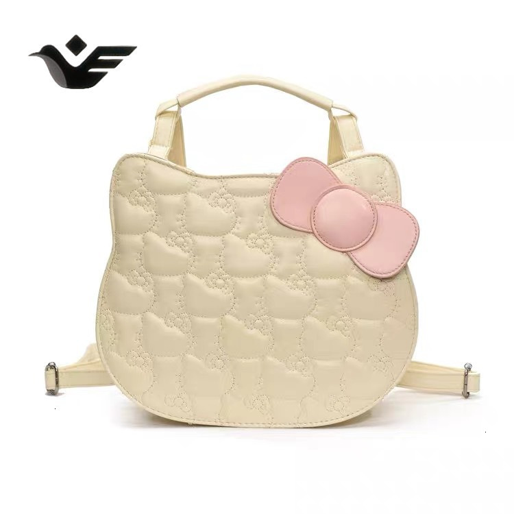 Feiyan Free Shipping New Designer Bag Luxury Shopping Bag Sweet Cute Kitty Cat Backpack Cartoon Bow Simple Fashionable Textured Student School Bag For