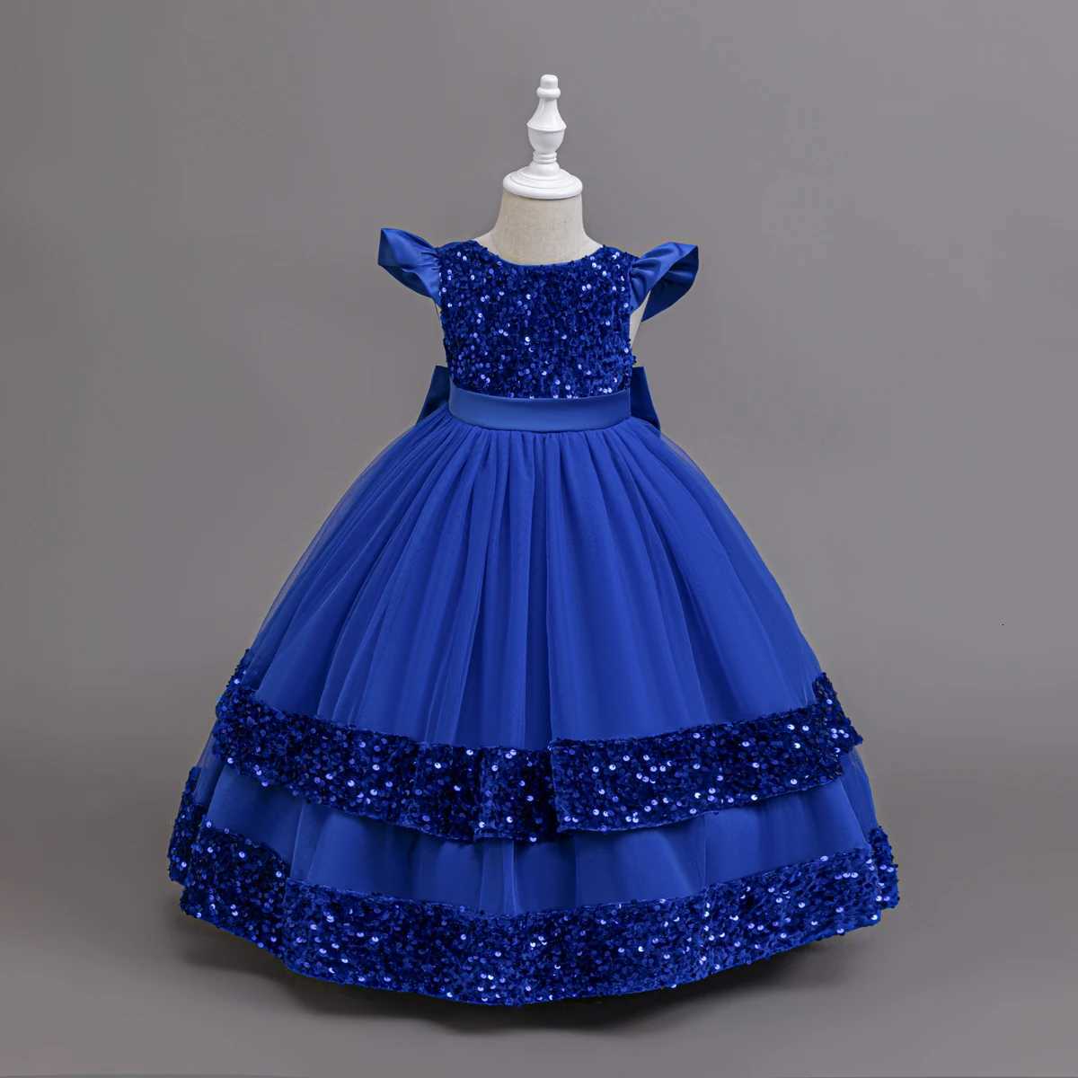 2025 New Elegant Girl Wedding Dress Sequined Mesh Princess Dress for 4-12 Year Old Girl Graduation Party Prom Evening Dress Z250904