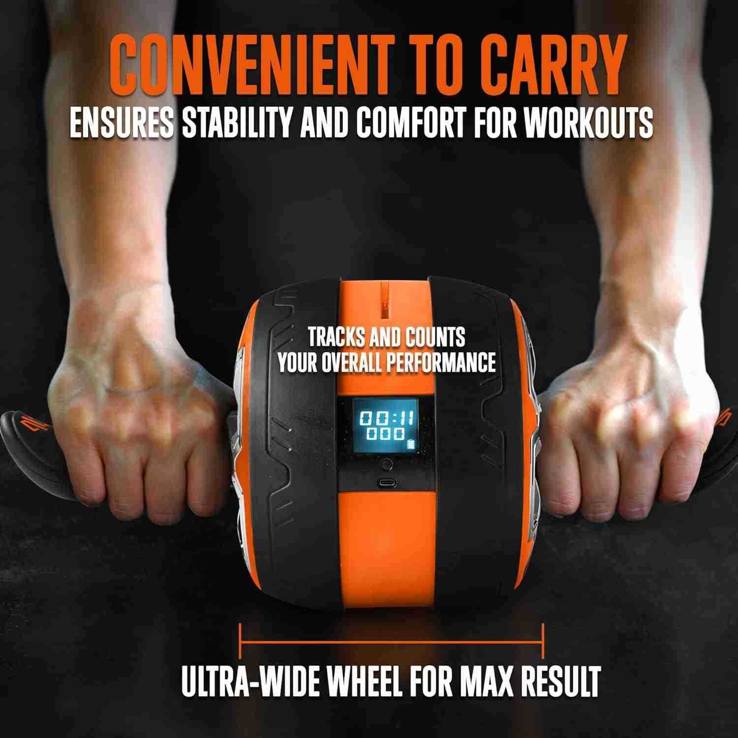 Ab Roller Wheel With Digital Screen Abs Workout Equipment for Abdominal Core Strength Training UltraWide Wheel Exercise Wheels for Home Gym Fitness Eq