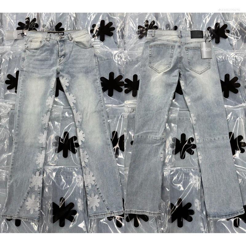 Men's Jeans 25SS LOSTSHDWS High Street Men Women Embroidery Slim-fit Straight-leg Trousers Denim Pants