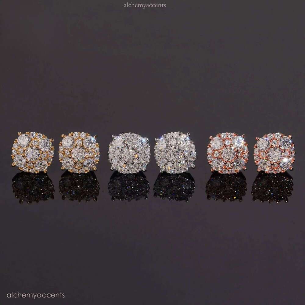 12mm GRA Certificate Iced Out Fashion Earring Hip Hop Jewelry Sier Round VVS Moissanite Dia Stud Earrings