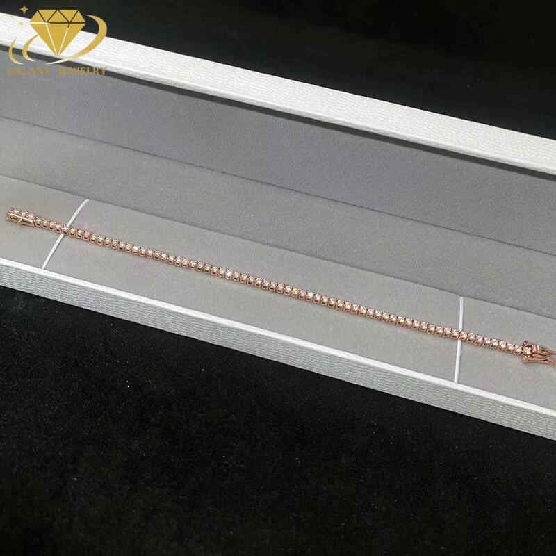 2MM Luxury Jewelry S925 D VVS Moissanite Diamond Chain GRA Certificat Tennis Bracelet Custom Lock for Men and Women