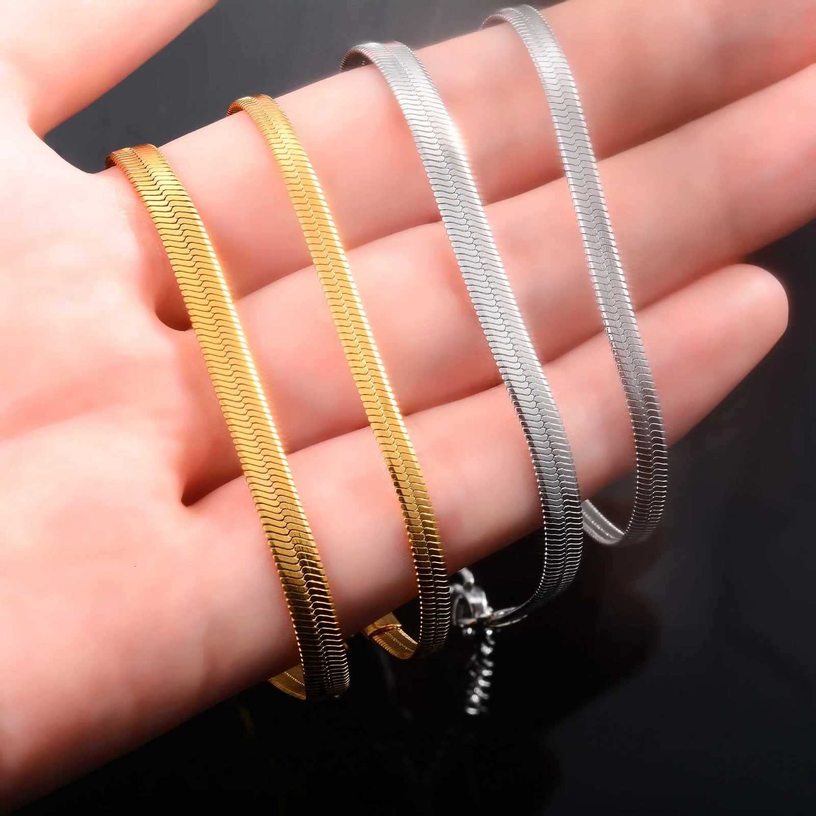 Women Men Bracelet Blade Chain for Hand Foot Stainless Steel Bangle with Extension Ankle Anklet Jewelry Making Accessories Gift W250904