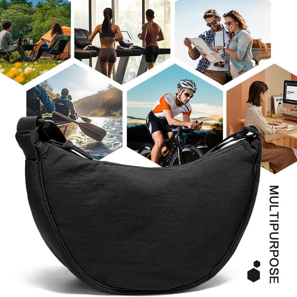 Nylon Crescent Crossbody Bags for Women Luna Dumpling Bag Lightweight Medium Sling Bag Hobo Travel Fanny Pack M250903