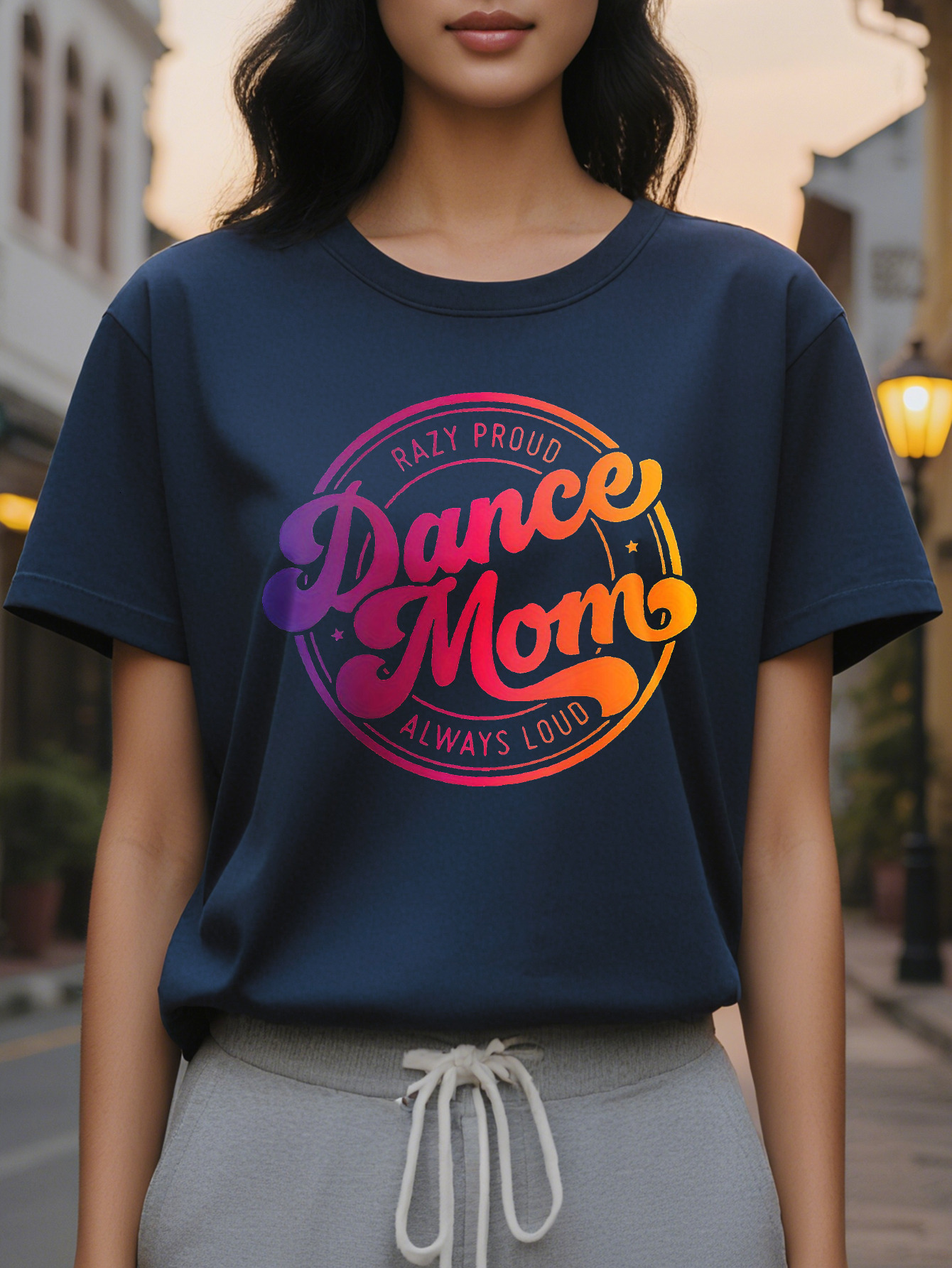 Black Round Neck With Razy Proud Dance Mom Pattern Summer Vest Suitable For Women To Wear