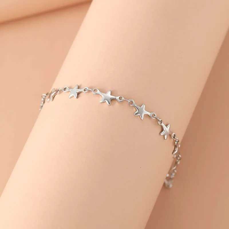 Stainless Steel Metal Star Chain Bracelets For Man Women Fashion Gold Silver Color Pentagram Pendant Bracelet Jewelry Gifts W250904