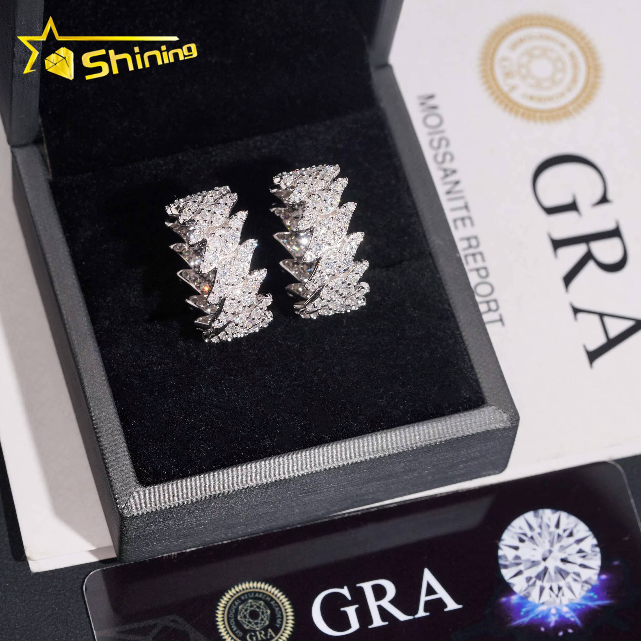New in Stock Fashion Design Moissanite GRA Moissanite 925 Sterling Silver Gold Plated Hip Hop Iced Out Mens Thorns Rings