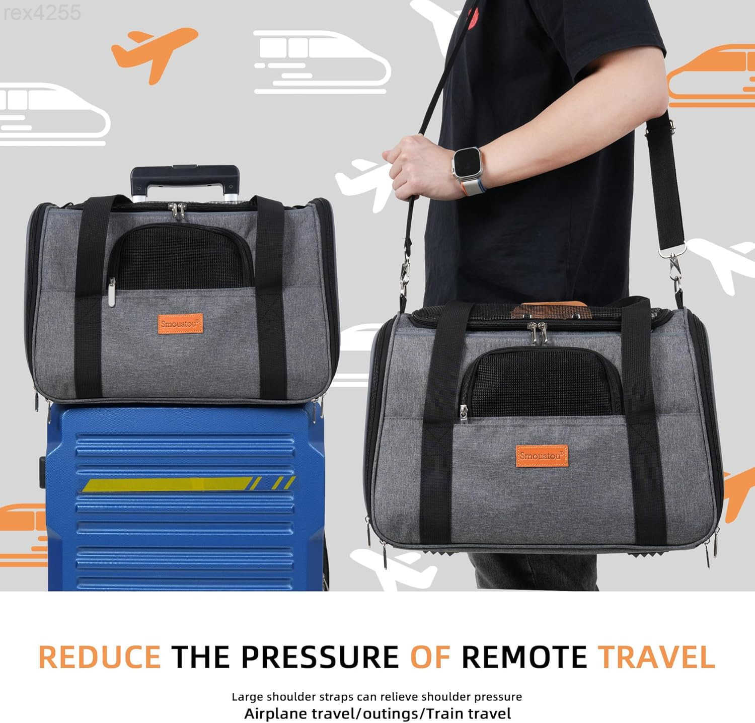 Cat Carrier Dog Carrier Cat Bag Carrier Cat Travel Carrier SoftSided and ScratchProof mesh Cat Bag Pet Carriers Travel Puppy Carry Pet Home GreyW25090