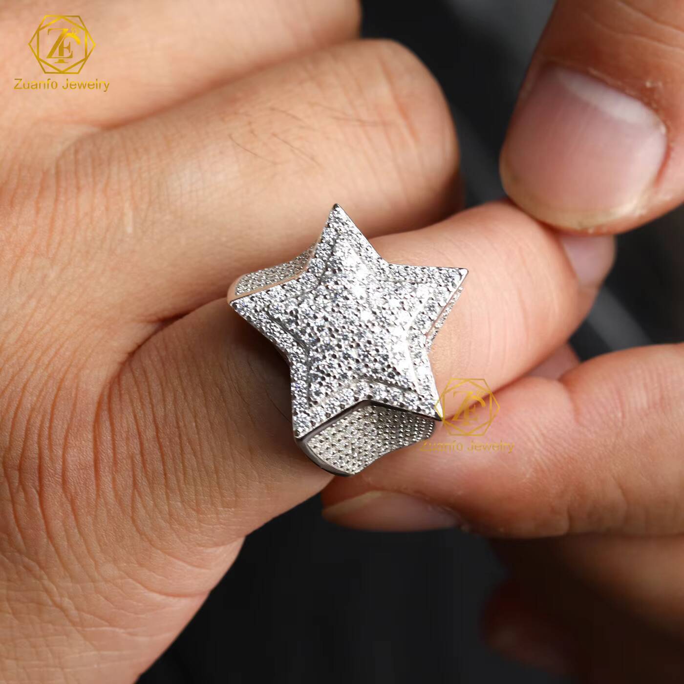 Lab Grown Diamond Style Cuban Link Ring 10K 14K 18K Gold Fashion Jewelry Rings Engagement Wedding Ring for Men