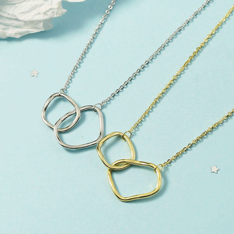 Irregular Double Ring Necklace Women, Collarbone Chain, Fashionable and Versaile for Sudens, Sexy Neck Jewelry, Inerne Celebriy Syle, Enhances