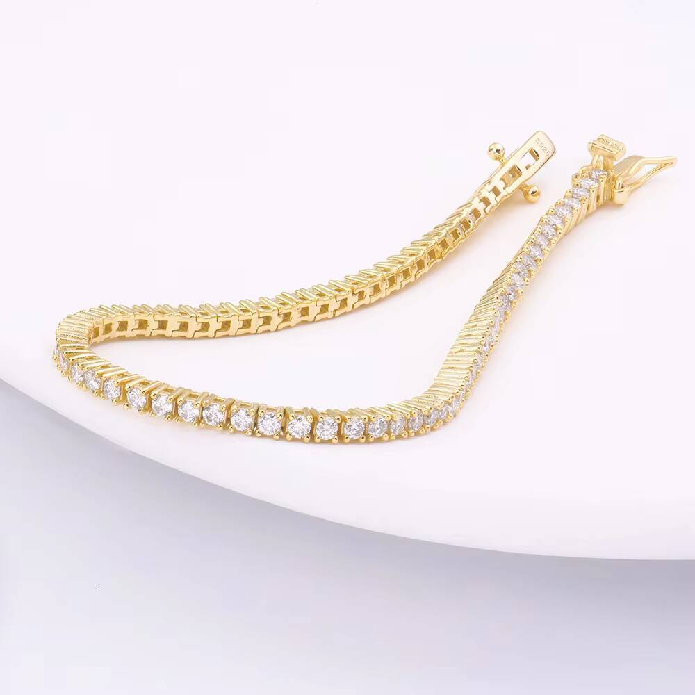 Hot Sale 925 Silver Bracelet Men Tennis Chain 2mm D Color VVS Moissanite Bracelet Hip Hop Style Jewelry