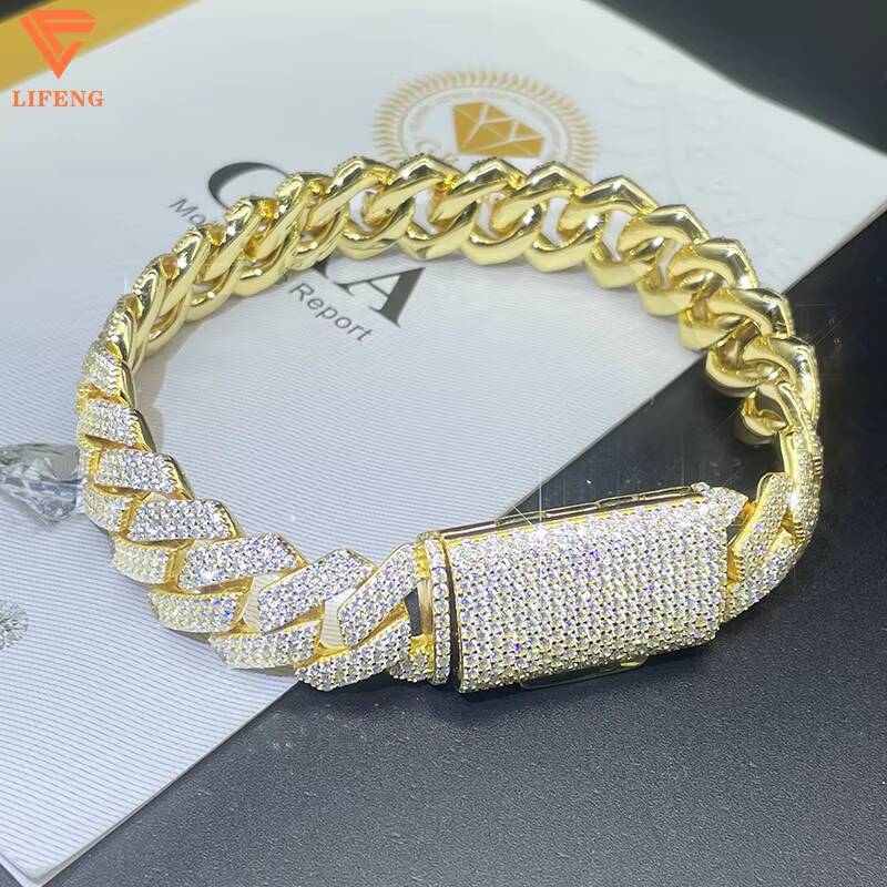 Pass the Diamond Test Fine Jewelry Bracelets Excellent Cut D VVS1 Moissanite Bracelet Yellow Color Hip Hop Custom Bracelet