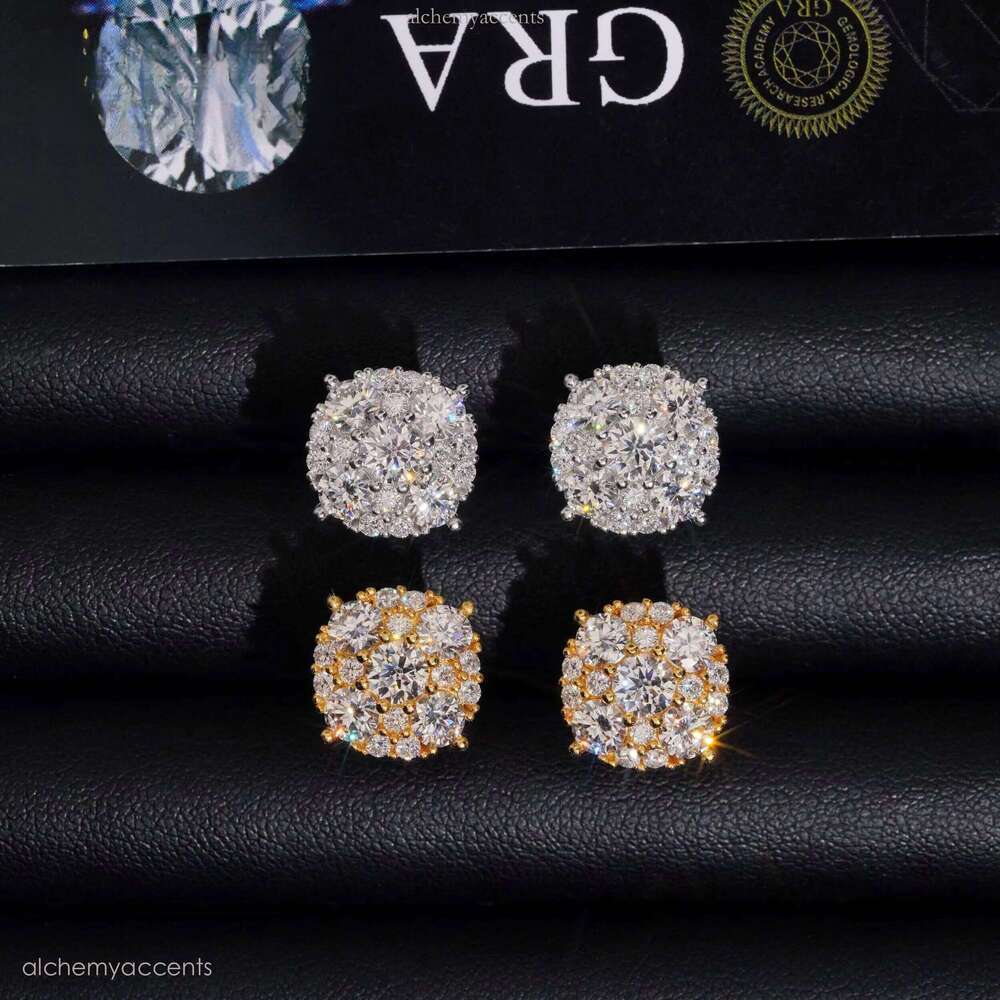Hot Sale Pass Tester D VVS Moissanite Dia Earrings Screw Back Sier Hip Hop Stud Earring for Men and Women
