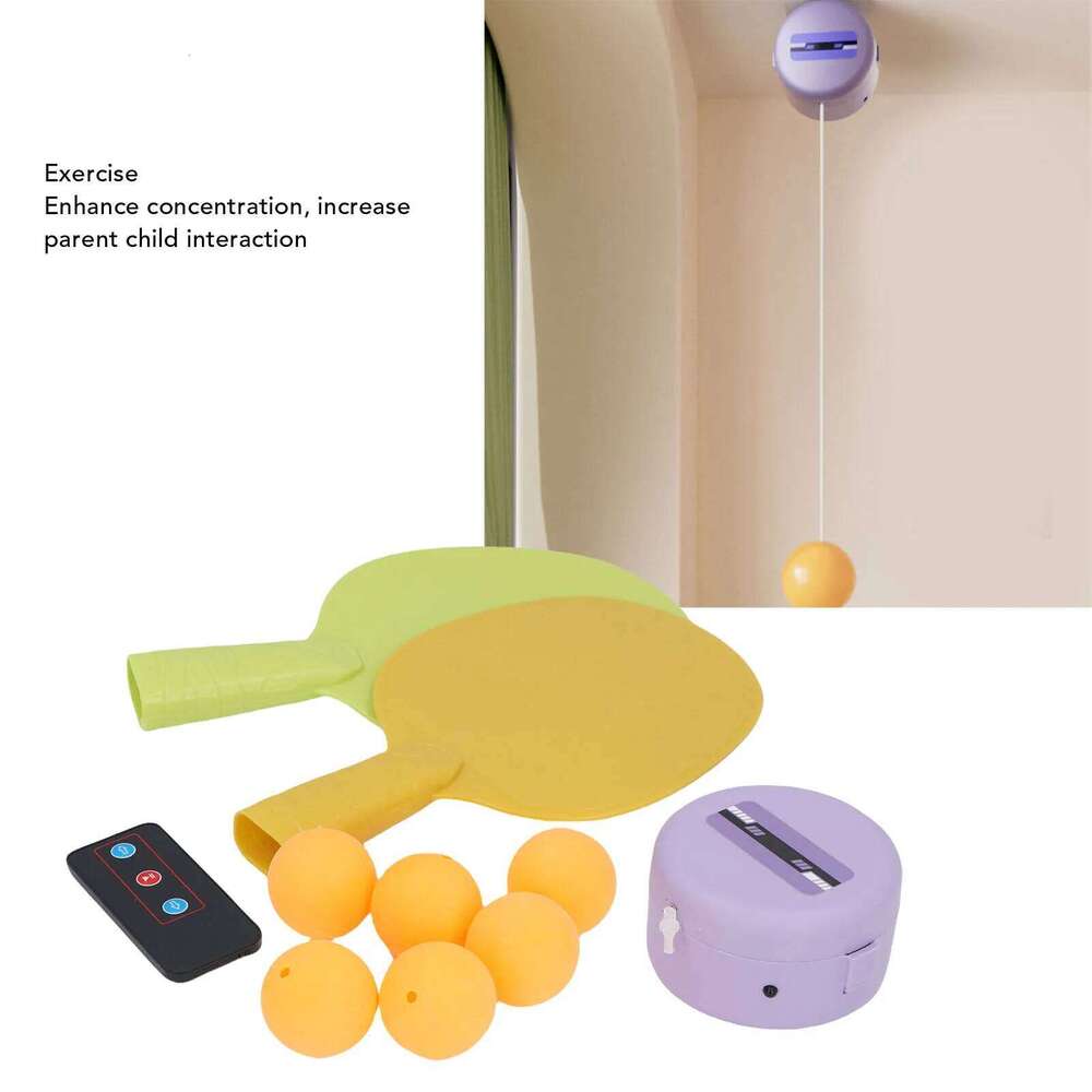 Hanging Trainer For Kids Electric Remote Control Ball Practice With 2 Rackets 6 Balls Table Tennis Training Set