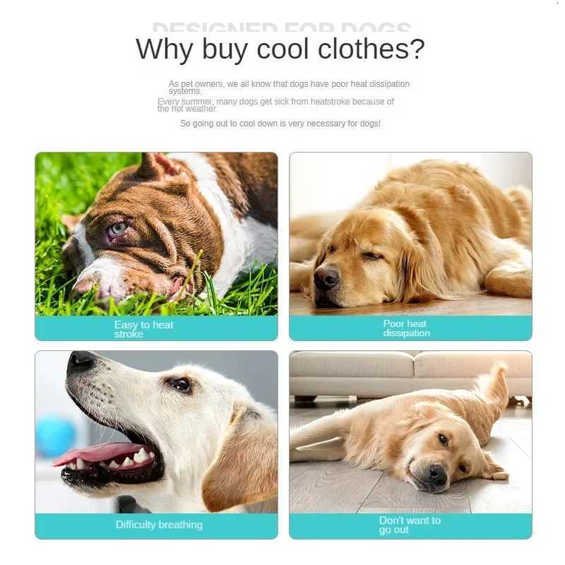 Cooling Dog Vest Breathable Dog Tank Top for hot seasons adjustable lightweight cool pet et UV resistant dog shirt W250904