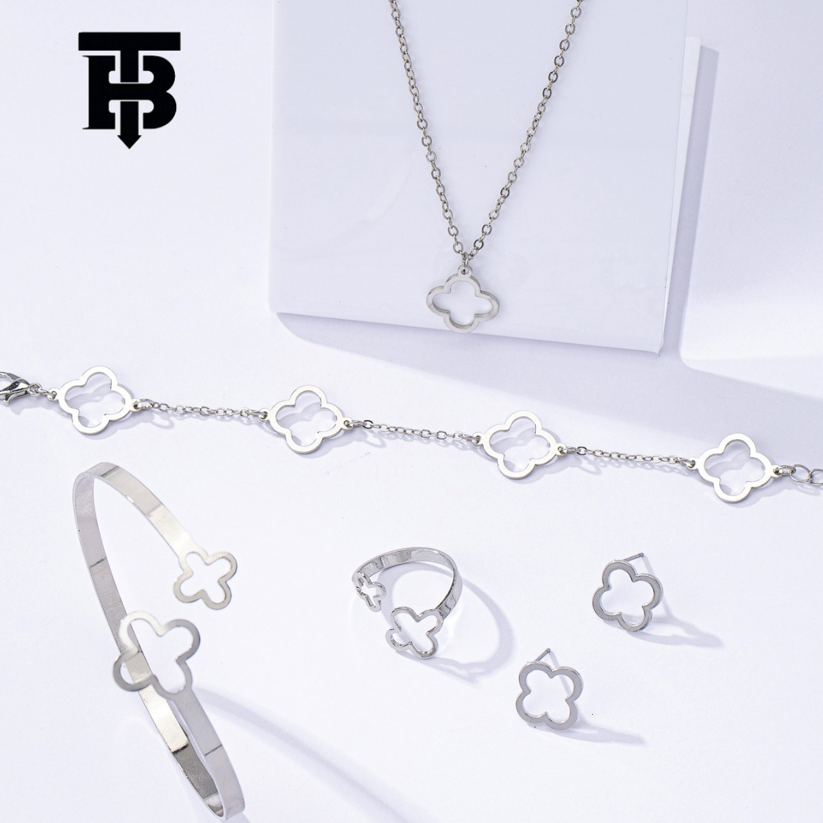 TB BHULAMTE European And American Fashion Designer Lucky Clover Necklace Bracelet Earrings Ring Set Luxurious And Simple Women's Handmade Jewelry