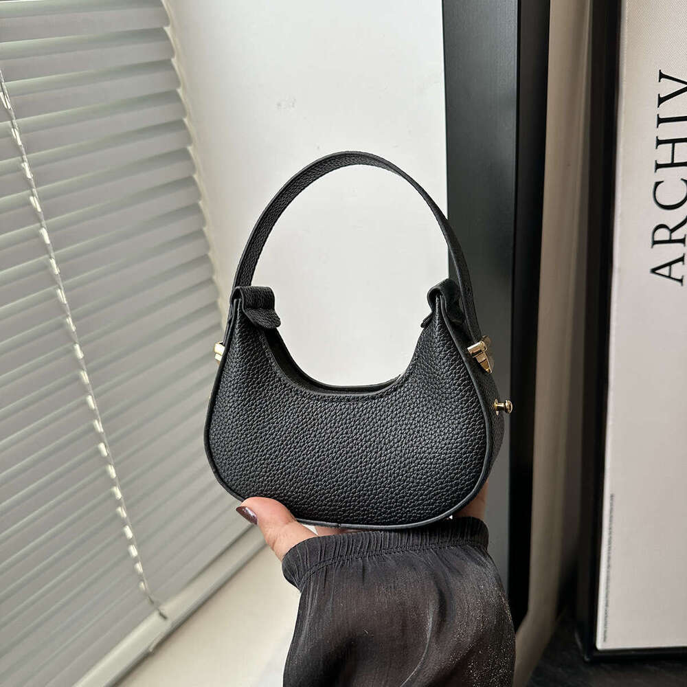 New Niche Fashion Lychee Pattern Mini Handbag High-Quality Crescent Lipstick Bag