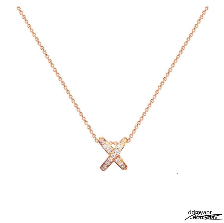 Assical Brand Jewelry Cross Ddmyday Pendant Sterling Sier&Rose Gold Fill Pave Micro White Sapphire Dia Eternity Love Women Wedding Clavicle Necklace G