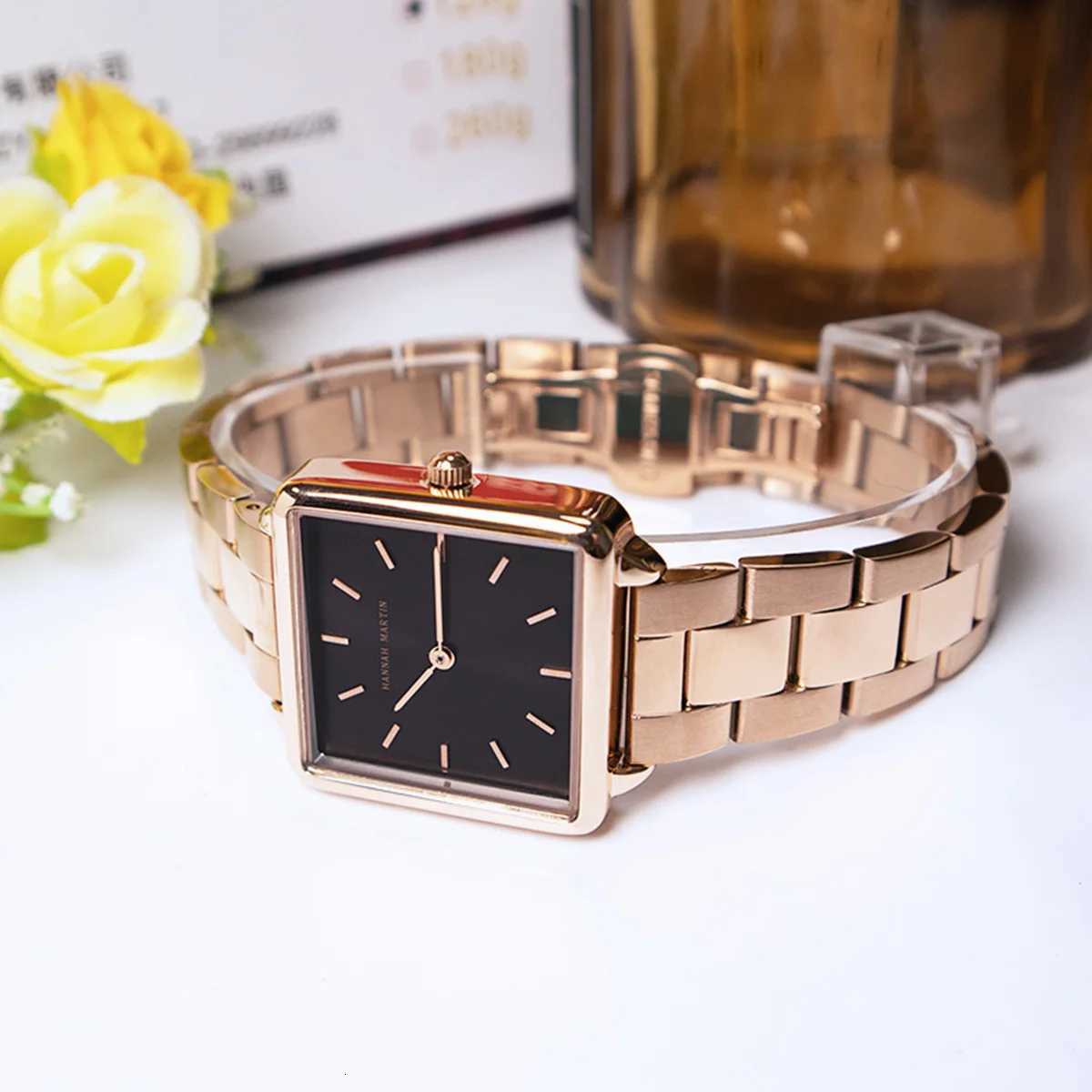 2021 New Arrival Fl Solid Stainless Steel Square Dial Japan Movement Quartz Gift Rose Gold Ladies Top Brand Watches for Wen X250904