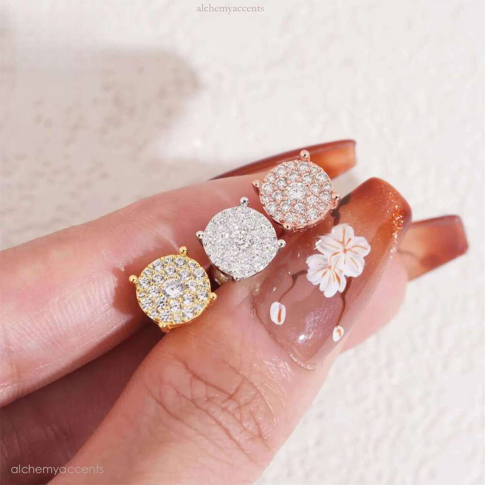 Pass Tester Gold Plated Screw Back Stud Earrings Sier VVS Moissanite Dia Ear Studs Fine Hip Hop Mens Women Jewelry