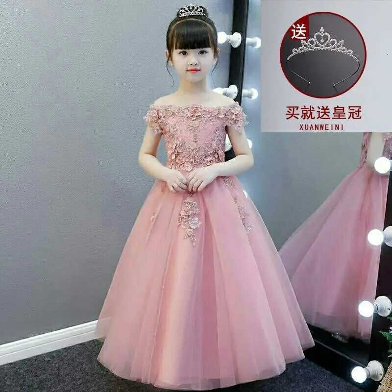 Glitz Flower Girl Dress Shoulderless Wedding Dress Appliques Party Princess Birthday Dress First Communion Gown for Girls Z250904
