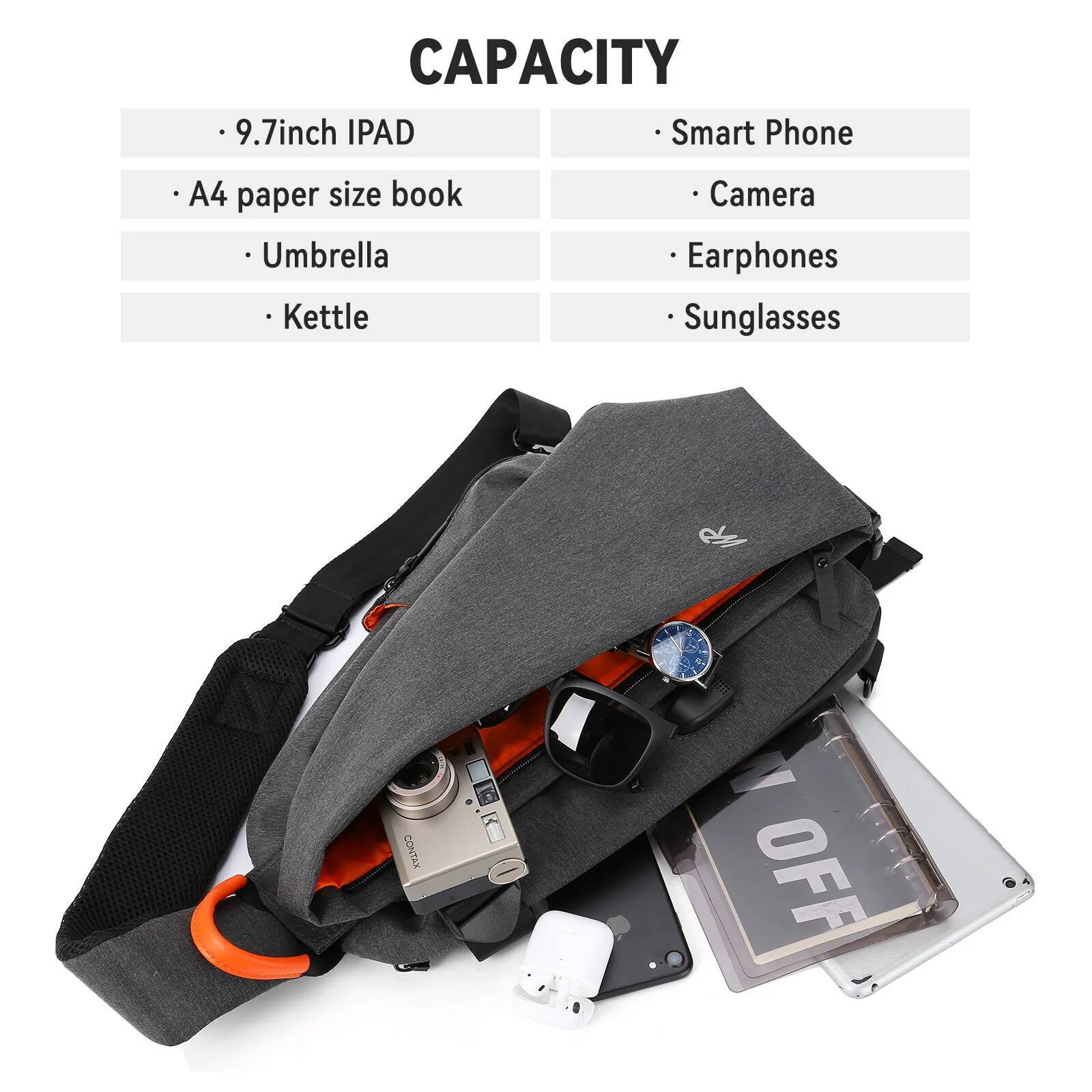 Anti-Theft Crossbody Men Women,Small One Shoulder Bag, Chest Bag Sling Backpack for Hiking Biking Travel high-quality