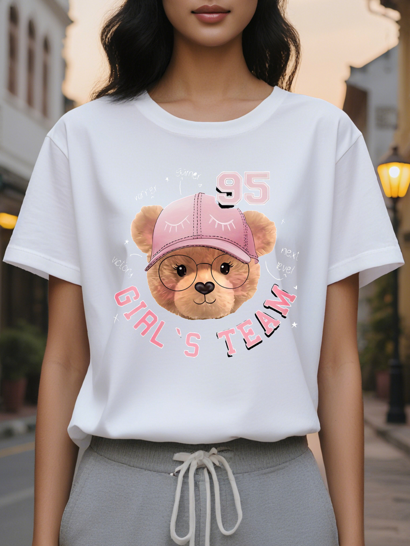 Ladies Sleeveless Vest Cute Bear Pattern With Hat Design The Word S Team Black And Pink Casual Summer Soft
