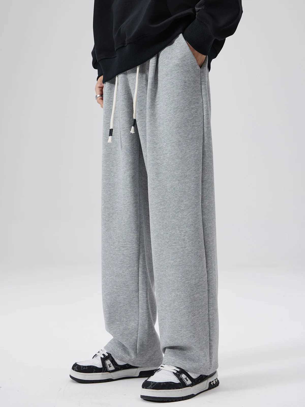 DUKEEN Pique Fabrics Sweatpants for Men Loose Causal Straight Legged Trouse Autumn and Winter Solid Colors Sports Fleece PantsXJ250904