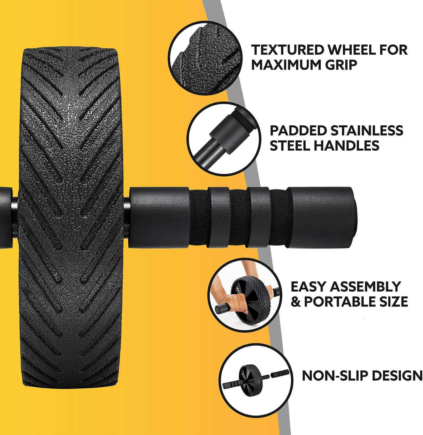 Ab Roller Wheel with Jump Rope Knee Mat Home Gym Exercise Equipment for Abs Workout Core Training Cardio Workouts W250904