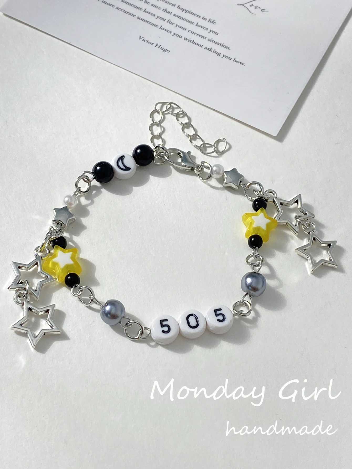 1 Pc Fashion Heart Star Sweet Y2K Imitation Pearl Colorful Handmade Beaded Bracelet Women Prom Party Gift Charm JewelryXJ250904