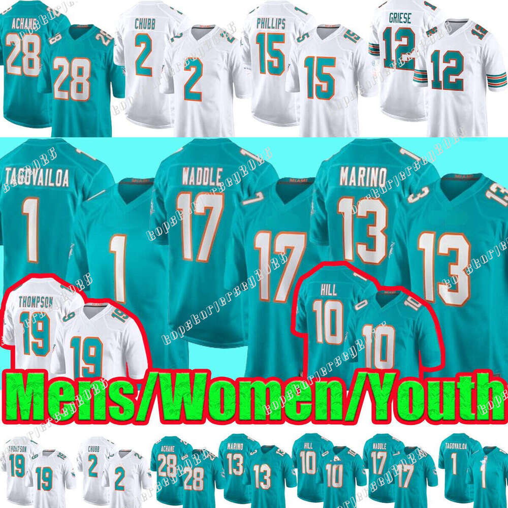 2025 Tyreek Hill Football Jerseys Tua Tagovailoa Jaylen Waddle Jaelan Phillips Jalen Ramsey Braxton Berrios Dan Marino Poyer Jevon Holland Devon Achane Cam Smith