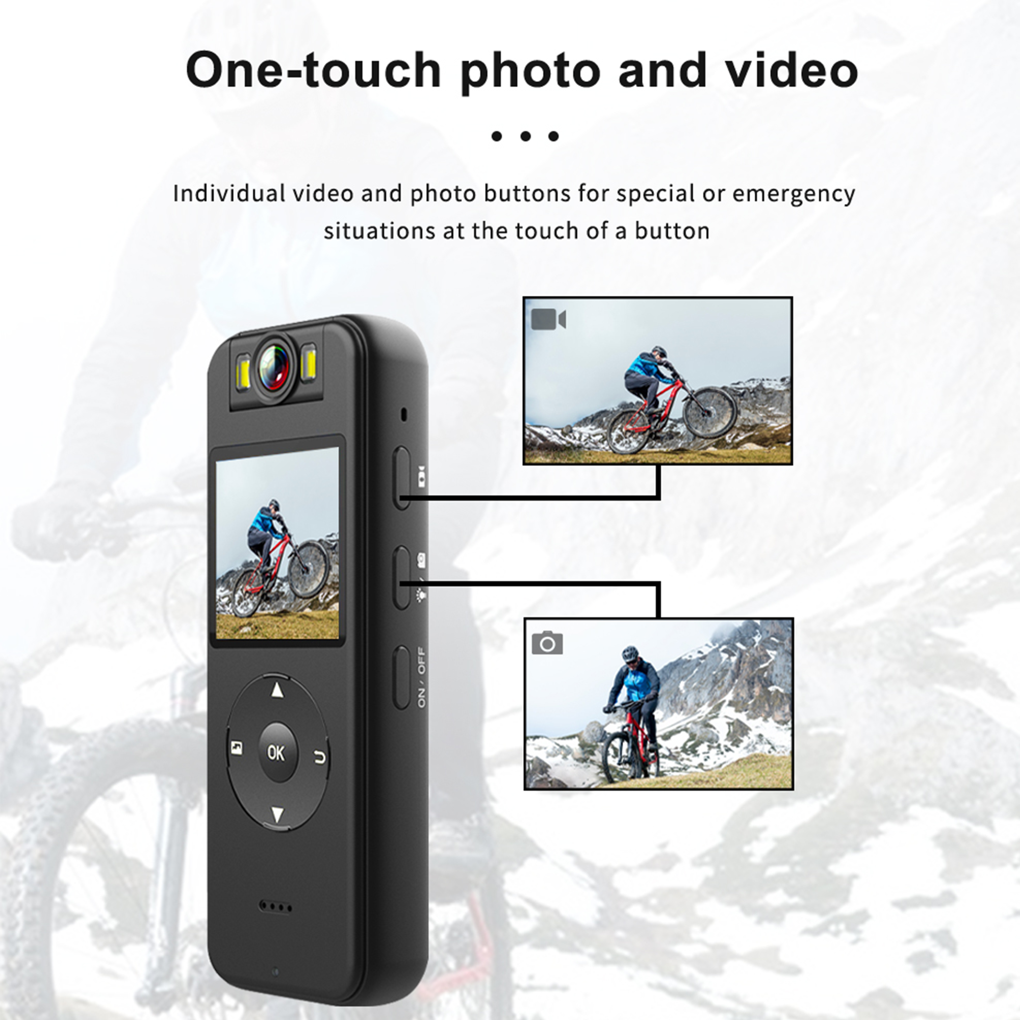 4K Pocket Action Camera, 4H+ battery life, 180° Handheld DV, Wearable Body Cam,1400mAh Vlogging Camera 128G Card, With 1/4 Screw Bracket