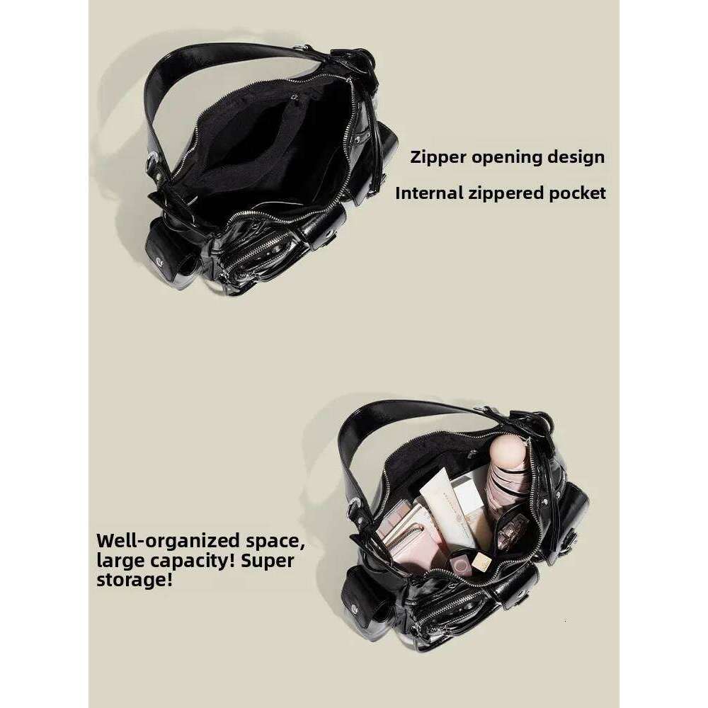 Casperkeanu Original Biker Underarm Women's Commuter Crossbody Bag Spicy Girl Sle Soft PU Leather Large Capaci