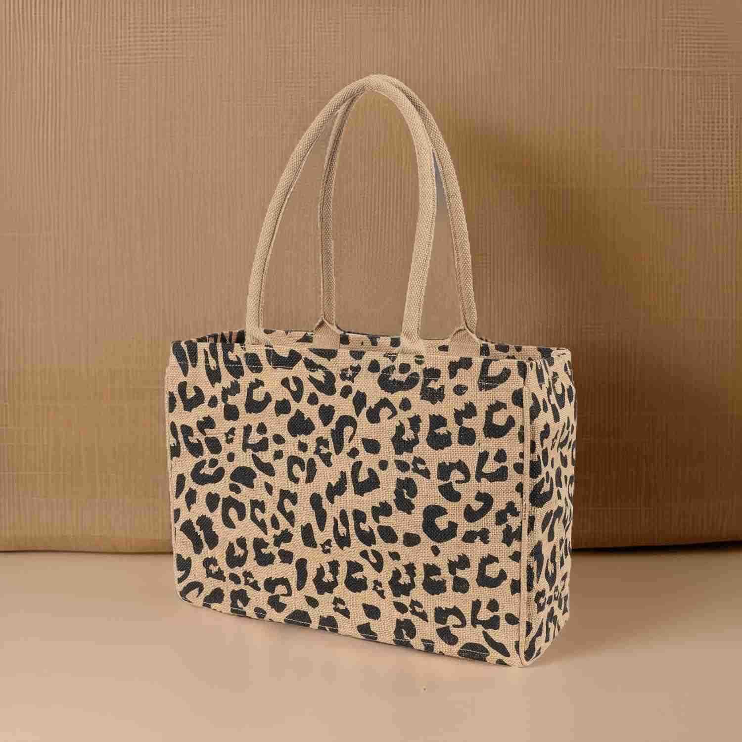 Tote Bag Leopard Print Durable Handle Reinforced Bottom and Interior Zipper PocketW250904
