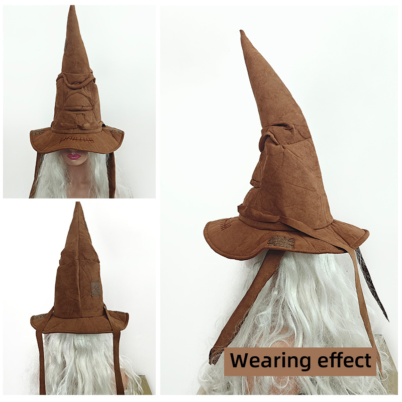 Inspired Halloween Wizard Hat - Brown with Stitched Detailing
