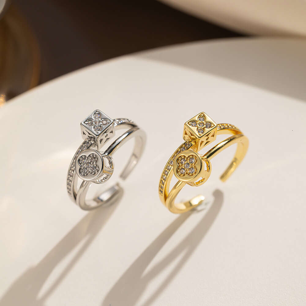 DH collections Korean Dongdaemun - inspired Double - layer Micro - inlaid Cubic Zirconia Ring for Women. This minimalist