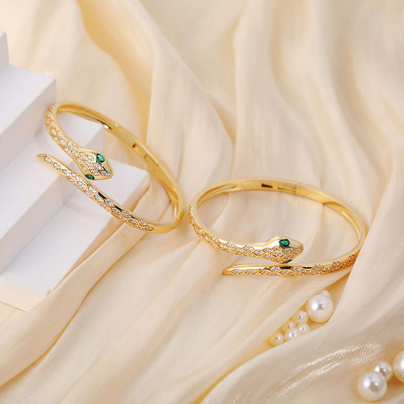 DH collections Non - Fading Open Snake - Shaped Electroplated Bracelet, Light Luxury Style, Trendy Ins - Style for Girls, Minimalist & Unique Bangle f