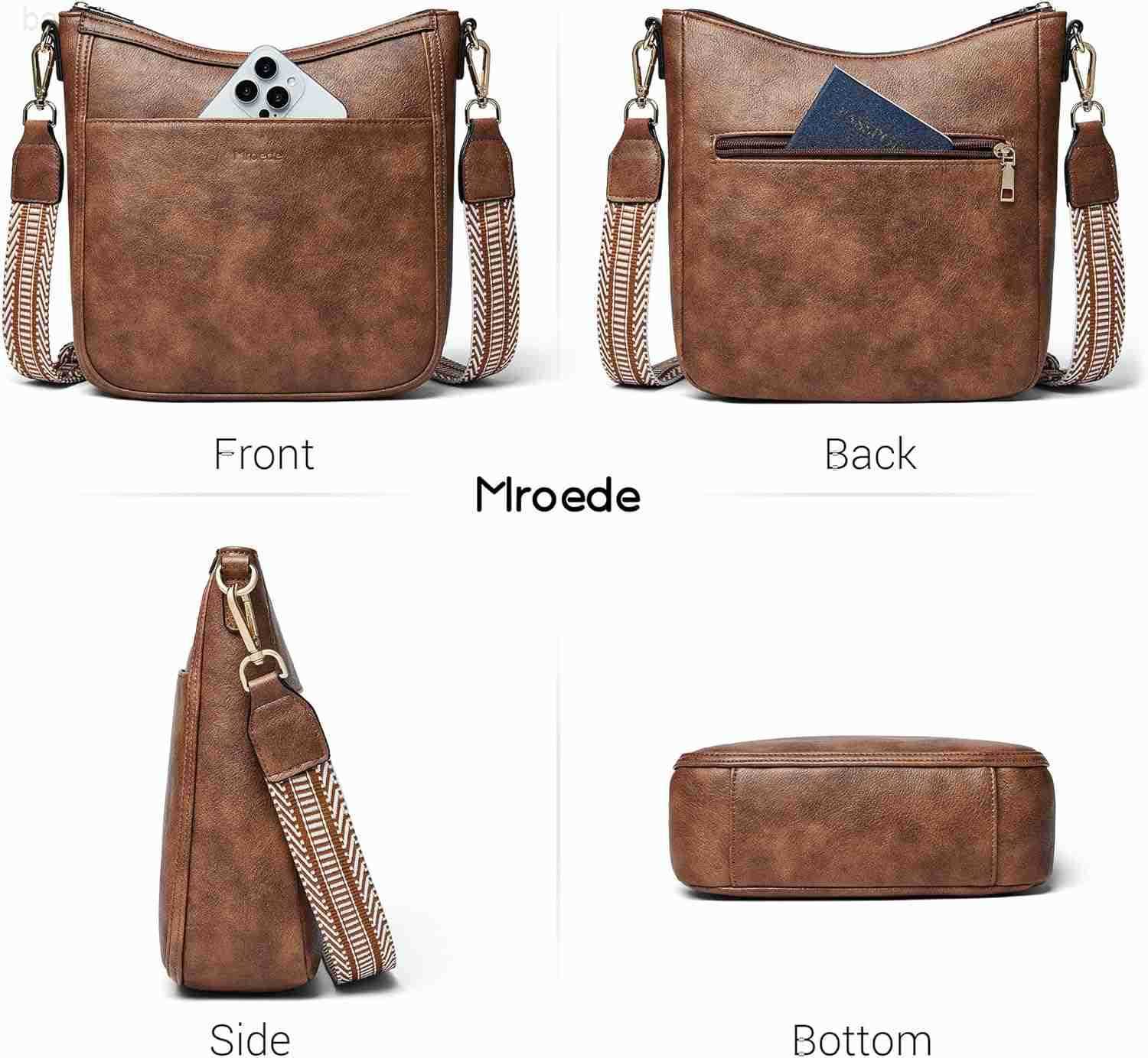 Crossbody Bags for Women Vegan Leather Hobo Purses Travel Shoulder Handbags with Detachable Wide Guitar Strap M250904