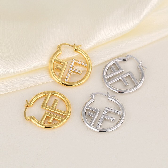 2025 New Designer Luxury Free Shipping Letter F High-end Earrings Light Luxury Niche Design Elegant Internet Celebrity Personality Earrings New Ear Cl