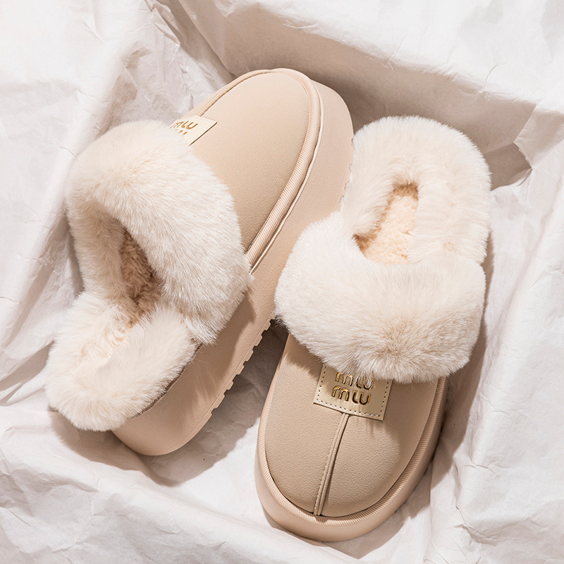 2025 cotton slippers for women warm fleecelined thicksoled plush slippers for students suitable for autumn and winter