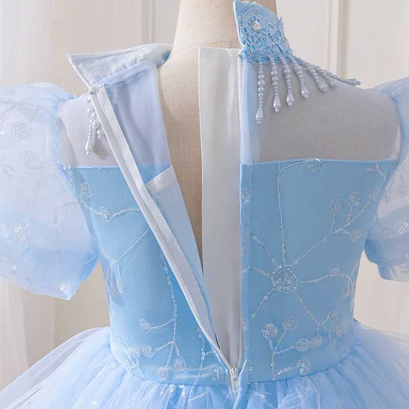 Girls Princess Dress Summer Semi-High Neck Embroidered Sequins And Pearl Decorations And Piano Performance Children Girls Dress Z250904