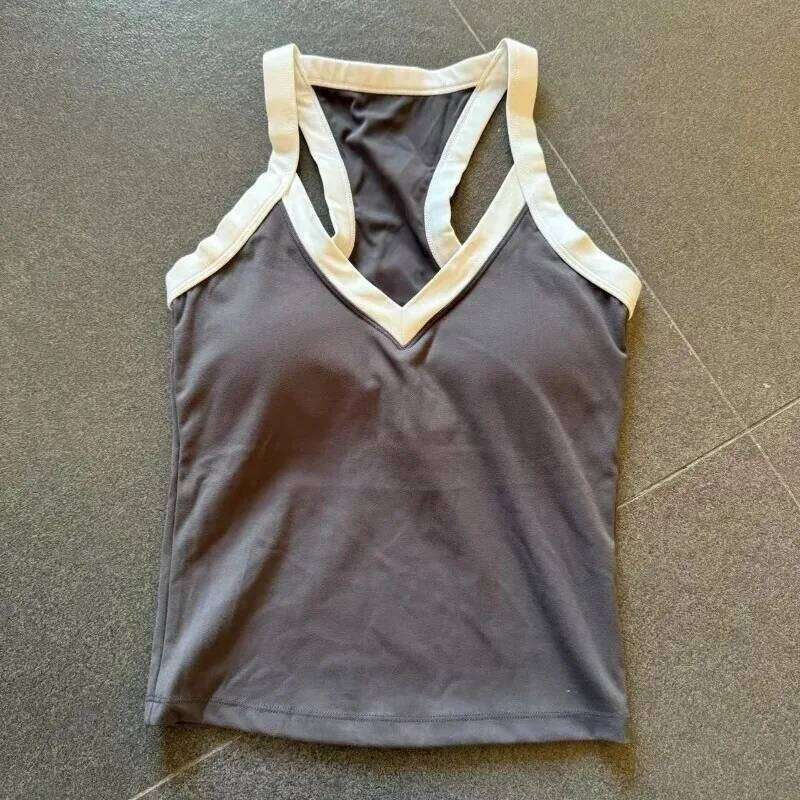 Women's Sports Vest Color Block Heart-Shaped Neckline Open Back Fiess Top Quick Dry Fabric Yoga Running Workout