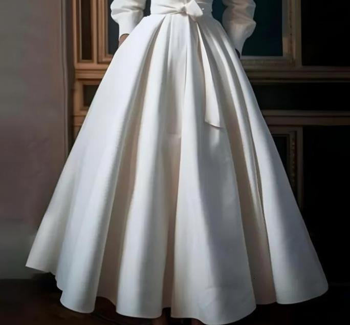 Womens Elegant Shirt Long Sleeved Stand Up Collar White Minimalist A-Line Pleated Wedding Guest Ddmyday Dress Blet 240906 Ddmyday Ddmyday Ddmyday Ddmy