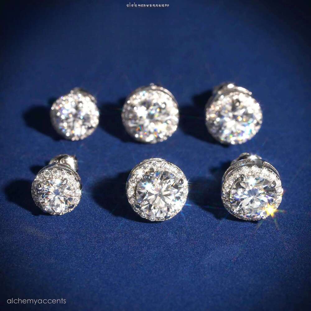 Hot Sale Cluster Stud Earring Fine Jewelry Gold Plated Sterling Sier Iced Out VVS Dia Moissanite Earrings