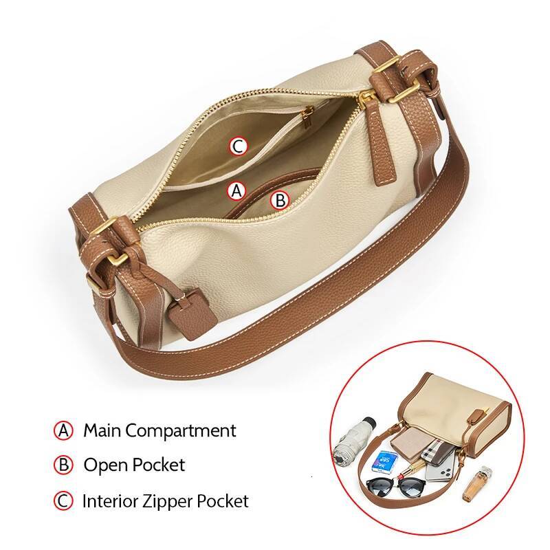 Women's Cowhide Leather Shoulder Vintage Soft Messenger Handbag Fashion Crossbody Bags Female Underarm Bag DF900083S