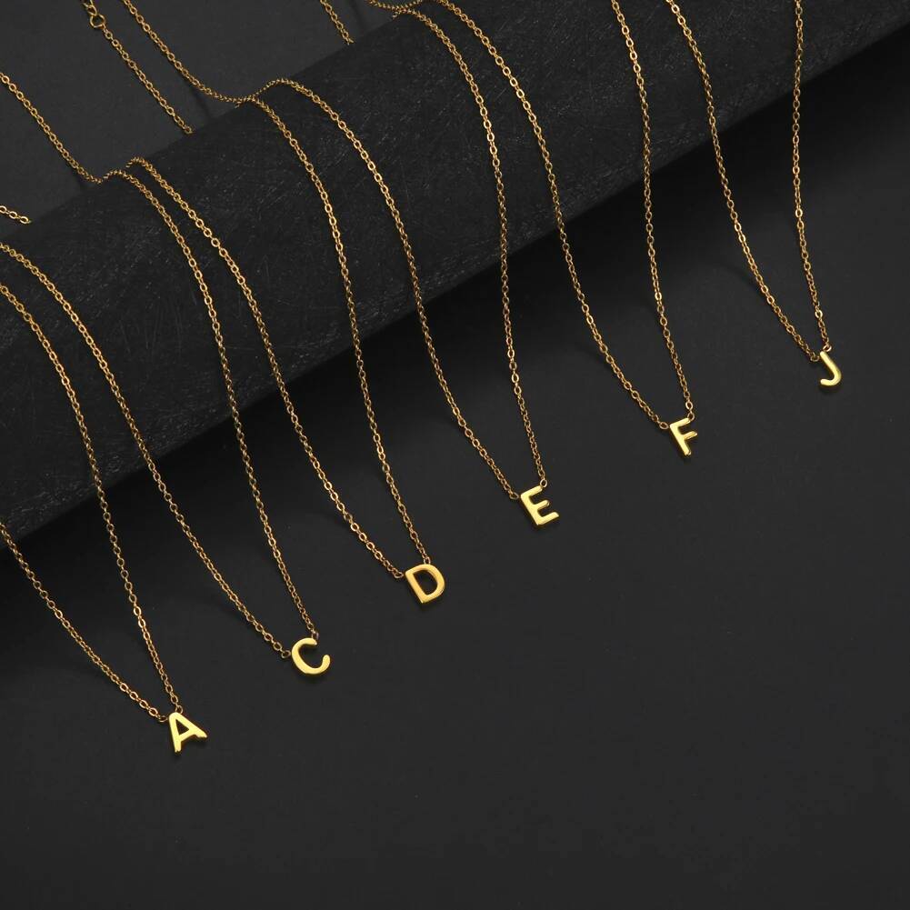 Cazador Minimalist Initial A-Z Letter Necklace for Women Alphabet Stainless Steel Choker Chains Jewelry Birthday Gift Wholesale