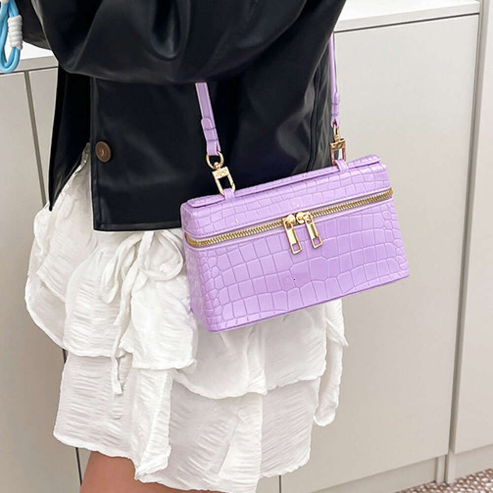 DHEssentials 2025 Autumn Winter High End Small Handbag Women's Urban Minimalist Crocodile Pattern Box Bag Fashion Versatile Commute Square Bag